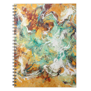 Turquoise witte Amber Swirl Abstract Notitieboek