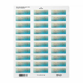 Turquoise Witte Aqua Blauwe Strand Zeester Bruilof Etiket (Full Sheet)