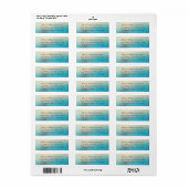 Turquoise Witte Aqua Blauwe Trouw Etiket (Full Sheet)