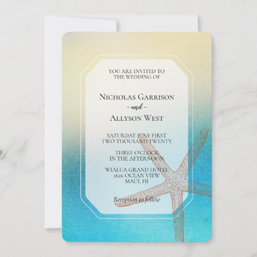 Turquoise witte Aqua Blue Beach bruiloft Kaart (Voorkant)