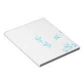 Turquoise Witte Bladeren Patroon Product Notitieblok (Schuin)