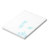 Turquoise Witte Bladeren Patroon Product Notitieblok (Linkerzijde)
