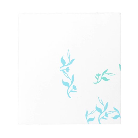 Turquoise Witte Bladeren Patroon Product Notitieblok (Voorkant)