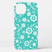 Turquoise witte bloem Case-Mate iPhone case (Achterkant)