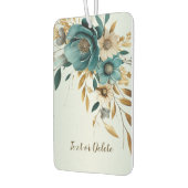 Turquoise witte bloem gouden bladeren elegant luchtverfrisser (Links)