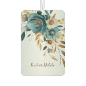 Turquoise witte bloem gouden bladeren elegant luchtverfrisser (Achterkant)