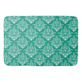Turquoise & Witte Bloemen Art Deco Patroon Badmat (Voorkant)
