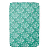 Turquoise & Witte Bloemen Art Deco Patroon Badmat (Voorkant Verticaal)