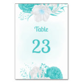 turquoise witte bloemen botanisch tabelnummer kaart (Achterkant)