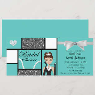 Turquoise & Witte Boog Bruidsdouche Kaart