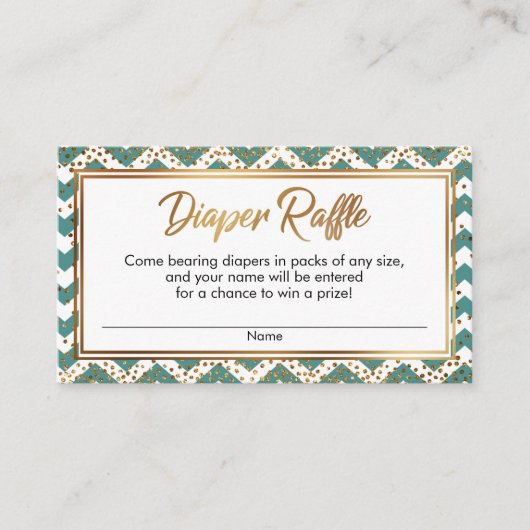 Turquoise & Witte Chevron Confetti Luierspel Kaart (Voorkant)