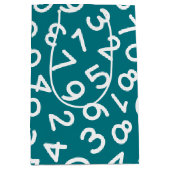 Turquoise & Witte Cijfers – Leuke Wiskundeleraar Medium Cadeauzakje (Voorkant)