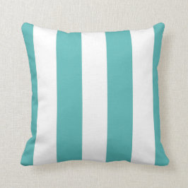 Turquoise & Witte Gestreepte Decoratie Kussen