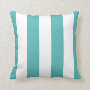 Turquoise & Witte Gestreepte Decoratie Kussen