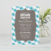 Turquoise & Witte Gingham Canvas Vrijgezellenfeest Kaart (Staand voorkant)