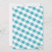 Turquoise & Witte Gingham Canvas Vrijgezellenfeest Kaart (Achterkant)