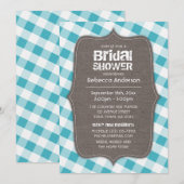 Turquoise & Witte Gingham Canvas Vrijgezellenfeest Kaart (Voorkant / Achterkant)