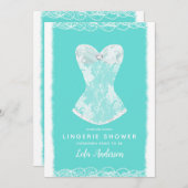 Turquoise & Witte Glam Lingerie Douche Party Kaart (Voorkant / Achterkant)