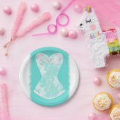 Turquoise & Witte Glam Lingerie Douche Party Papieren Bordje (Feest)