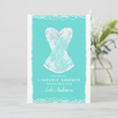 Turquoise & Witte Glam lingerie douchefeest Kaart (Staand voorkant)