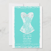 Turquoise & Witte Glam lingerie douchefeest Kaart (Achterkant)