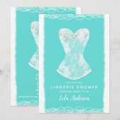Turquoise & Witte Glam lingerie douchefeest Kaart (Voorkant / Achterkant)
