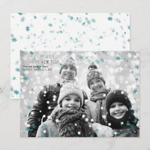 Turquoise & Witte Koude Winter Sneeuwvlokken Vakan Kaart