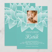 Turquoise Witte Lotus Eerste Rijstfoto Kaart (Voorkant / Achterkant)