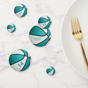 Turquoise Witte Meisjes Basketbal Verjaardagsfeest Confetti