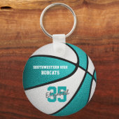 turquoise witte meisjes basketbalgeschenken sleutelhanger (Voorkant)