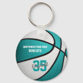 turquoise witte meisjes basketbalgeschenken sleutelhanger (Achterkant)