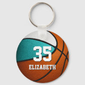 turquoise witte meisjes sporten realistische baske sleutelhanger (Voorkant)