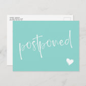 Turquoise Witte Minimalistische Uitgestelde Bruilo Aankondigingskaart (Voorkant / Achterkant)