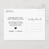 Turquoise Witte Minimalistische Uitgestelde Bruilo Aankondigingskaart (Achterkant)