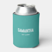 Turquoise & witte monogram naam Koeler (Blikje Voorkant)
