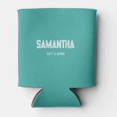 Turquoise & witte monogram naam Koeler (Voorkant)