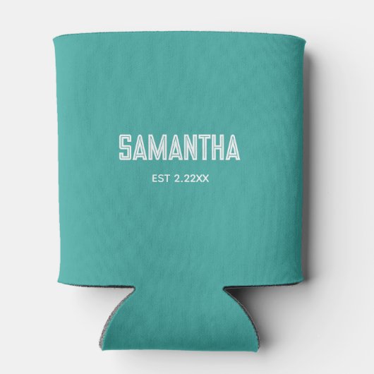 Turquoise & witte monogram naam Koeler (Achterkant)
