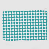 Turquoise Witte Ruitpatroon Golfhanddoek (Horizontaal)