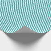 Turquoise & Witte Scheve Strepen Cadeaupapier (Hoek)