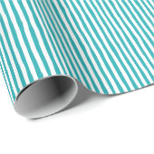 Turquoise & Witte Scheve Strepen Cadeaupapier (Rol Hoek)