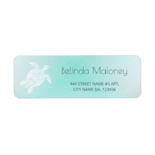Turquoise Witte Schildpad Kust Etiket