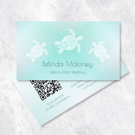 Turquoise Witte Schildpad Scan QR Code Visitekaartje