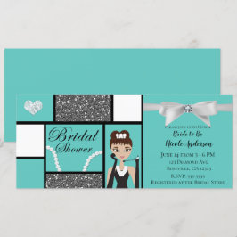 Turquoise & Witte Strik Bruidsdouche Kaart