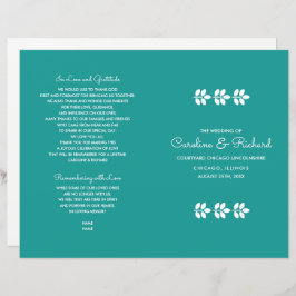 Turquoise witte takken bruiloft programma