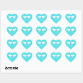 Turquoise witte Tortelduifjes Silhouet Hart Sticker (Vel)