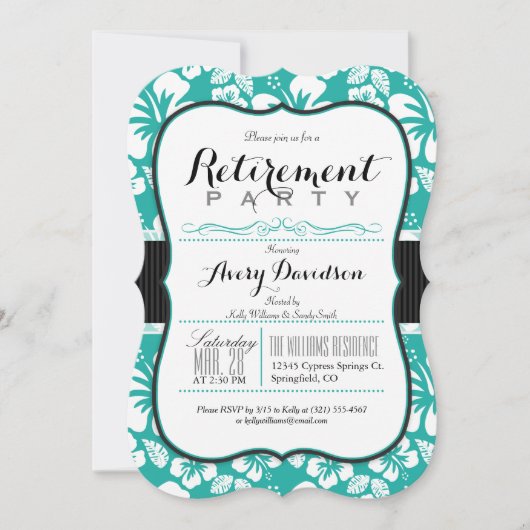 Turquoise & Witte Tropische Pensioen Partij Kaart (Voorkant)