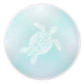 Turquoise witte Zeeen schildpad | nautisch Keramische Knop (Voorkant)