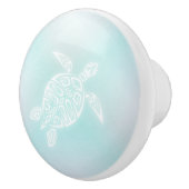 Turquoise witte Zeeen schildpad | nautisch Keramische Knop (Rechts)