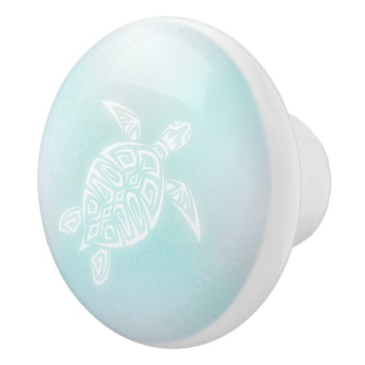 Turquoise witte Zeeen schildpad | nautisch Keramische Knop (Rechts)