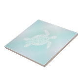 Turquoise Witte Zeeschildpad Tegeltje (Zijkant)